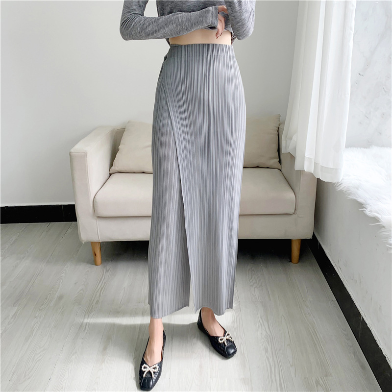 Title 7, Straight Oblique Loose Slimming Casual Pleated ...