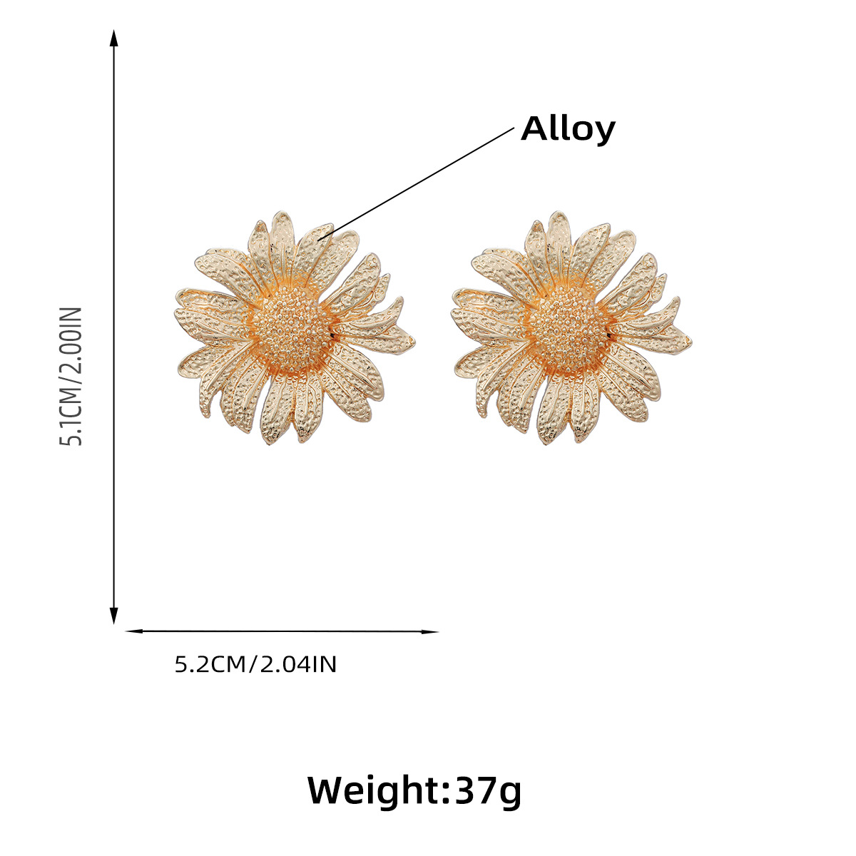 Title 3, Brincos Flor Girassol Liga Metal Exagerado