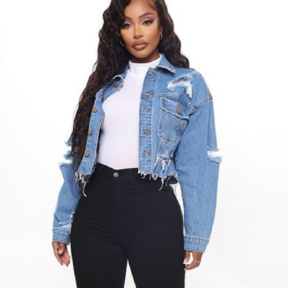 Title 4, Veste courte en jean Ripped Burr, idéale pour u...