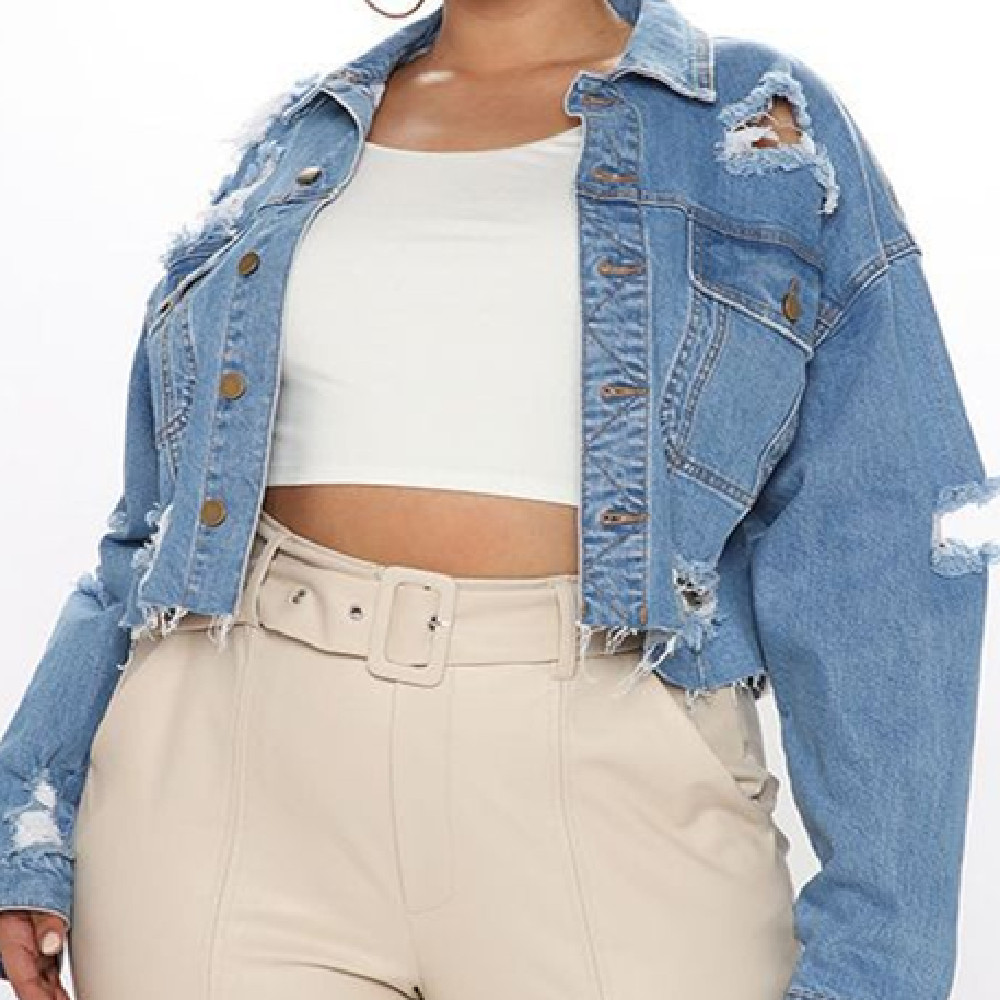 Title 6, Veste courte en jean Ripped Burr, idéale pour u...