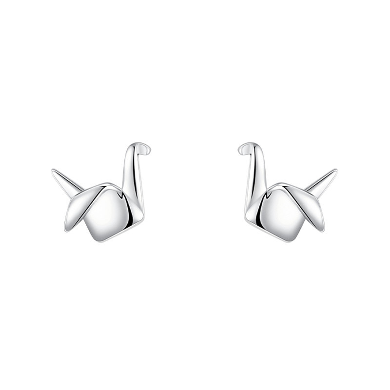 Title 5, Small 925 Sterling Silver Paper Crane Stud Earr...