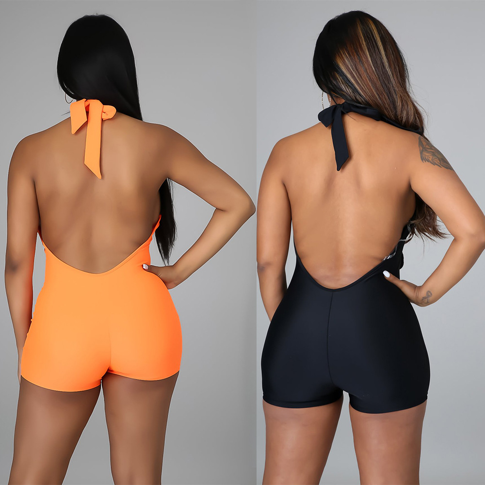 Title 8, Mid-waist Orange Shorts Straight Suit