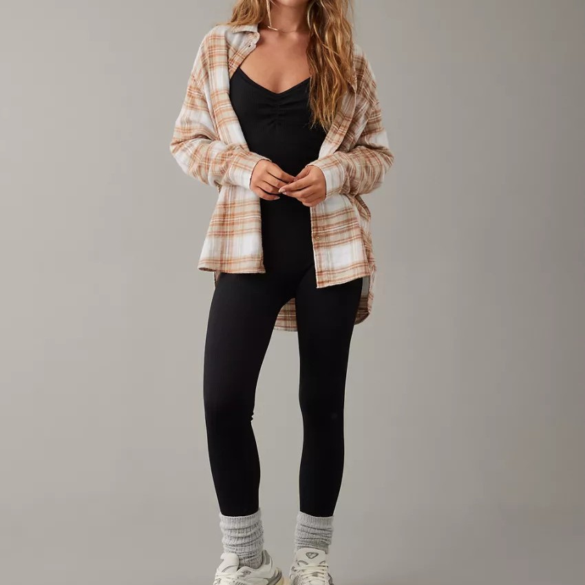 Title 2, Autumn and Winter Long Sleeve Loose Plaid Shirt...