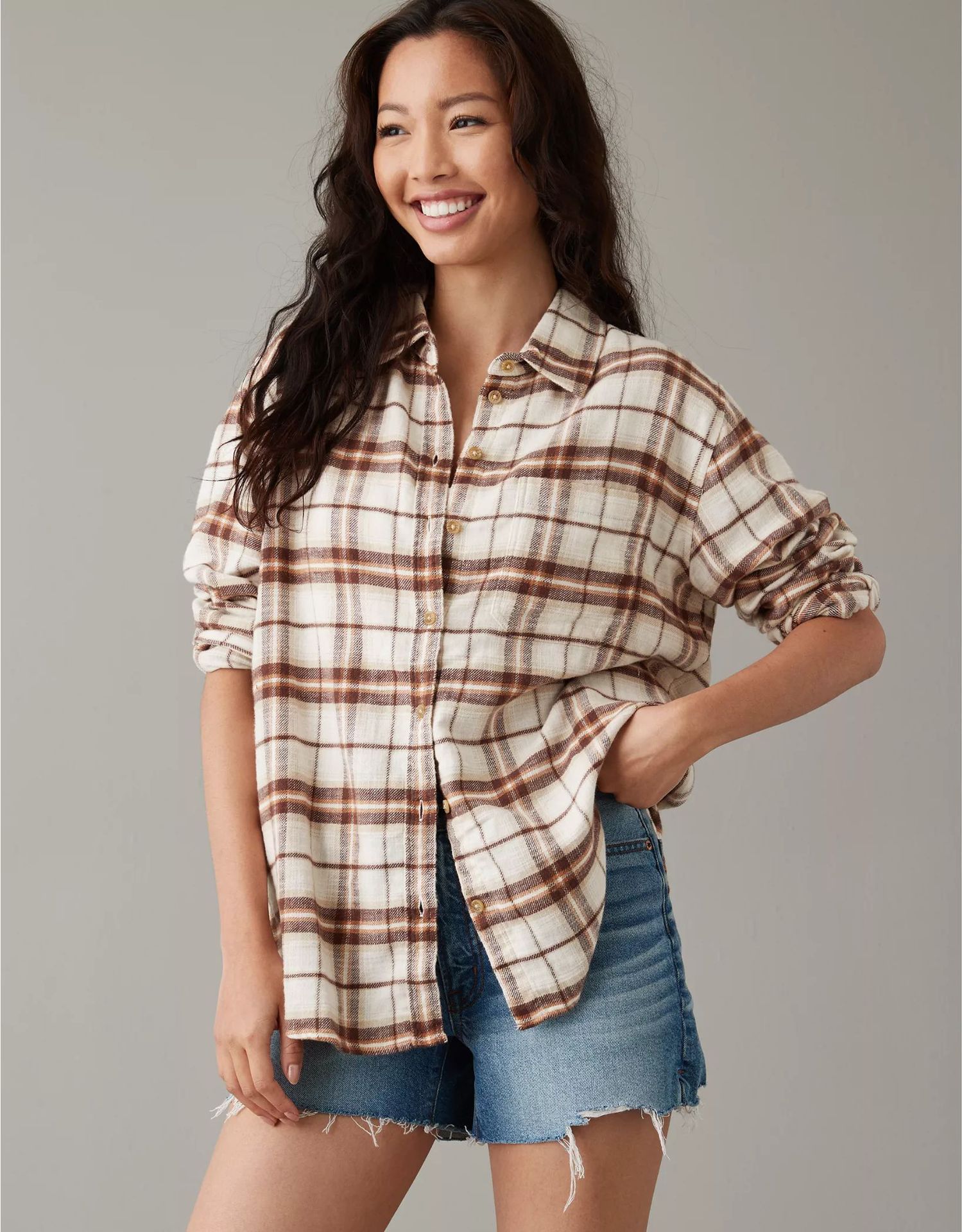 Title 3, Autumn and Winter Long Sleeve Loose Plaid Shirt...