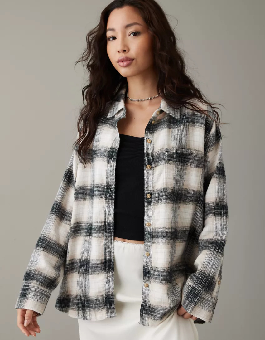 Title 6, Autumn and Winter Long Sleeve Loose Plaid Shirt...