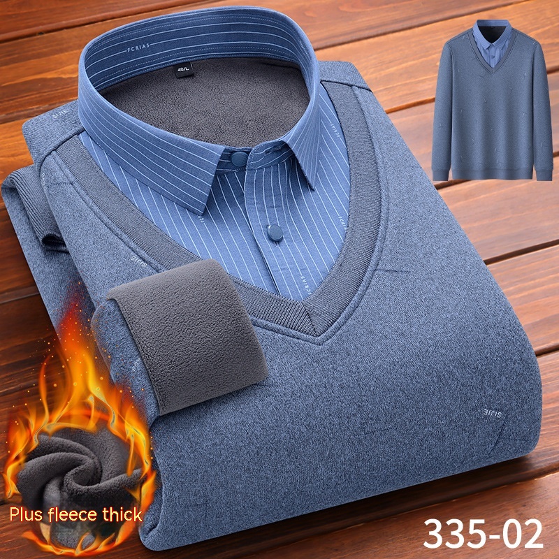 Title 5, Winter Fleece False-two-piece Warm Shirt