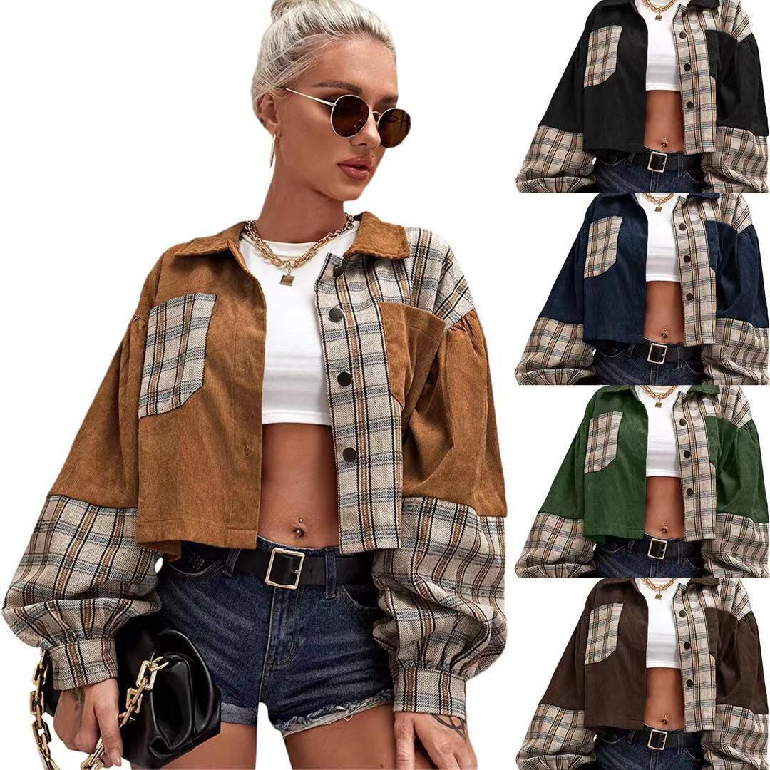 Title 2, Womens Patchwork Lapel Short Coat, a stylish a...