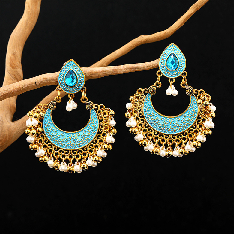 Title 2, Vintage Indian Style Hollow Bell Pendant Earrings