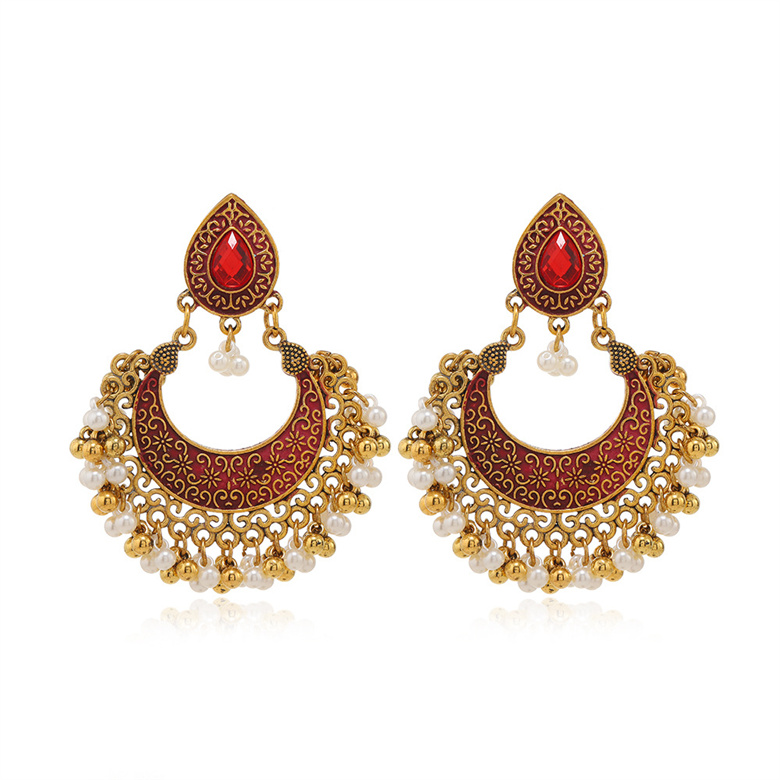 Title 4, Vintage Indian Style Hollow Bell Pendant Earrings