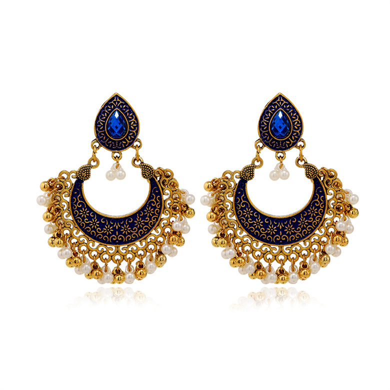 Title 5, Vintage Indian Style Hollow Bell Pendant Earrings