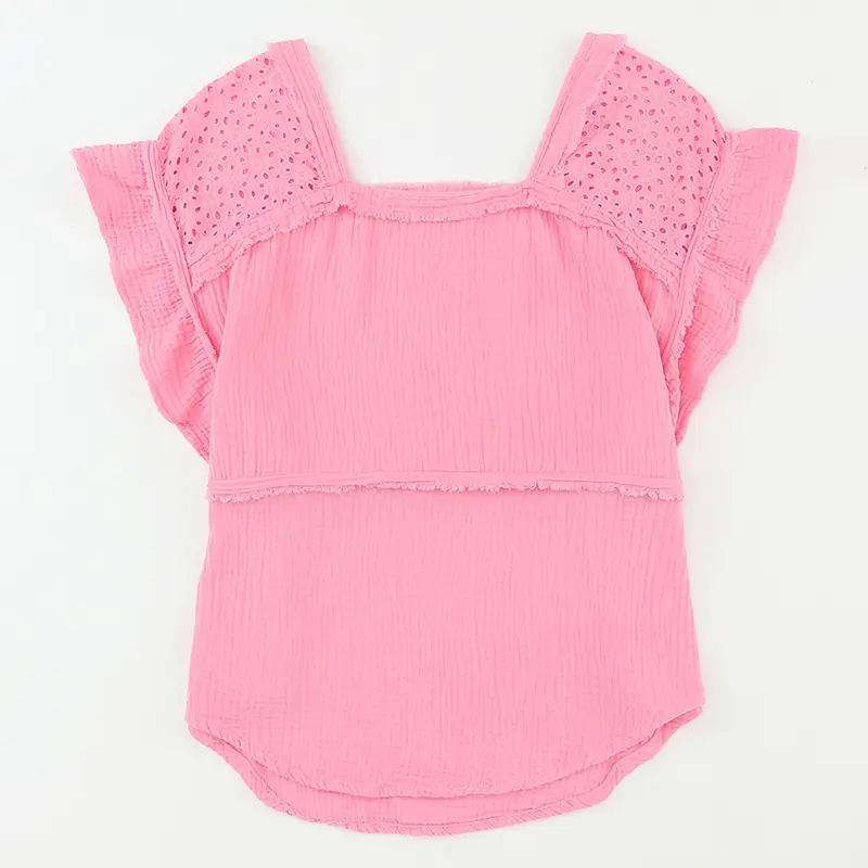 Texture Fabric Ruffle Sleeve Top Women