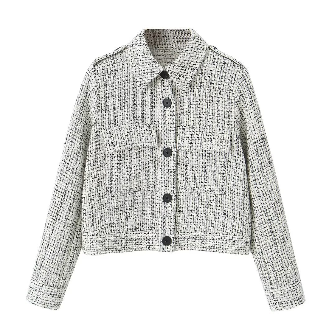 Title 4, Getextureerde blazer voor dames van tweed met o...