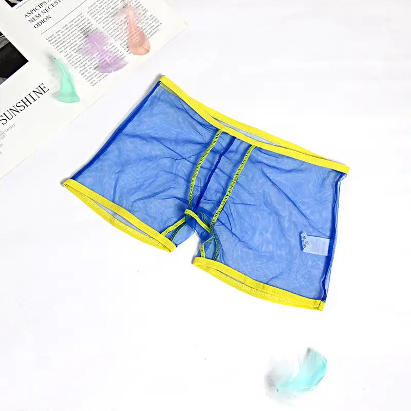 Men's See Through Breathable Mesh Solid Color Boxers