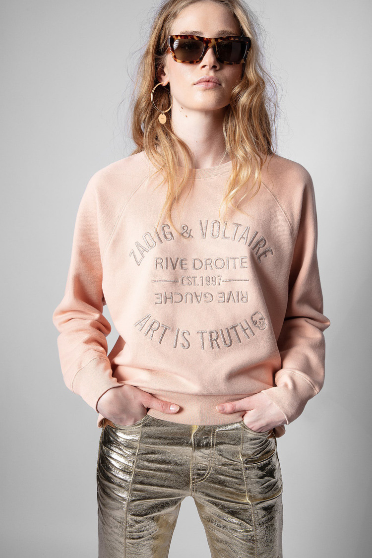 Title 3, Womens Classic Letter Embroidered Pink Cotton ...