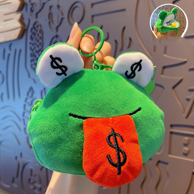 Title 2, Creative Cartoon Plush Money Frog Coin Purse Ke...