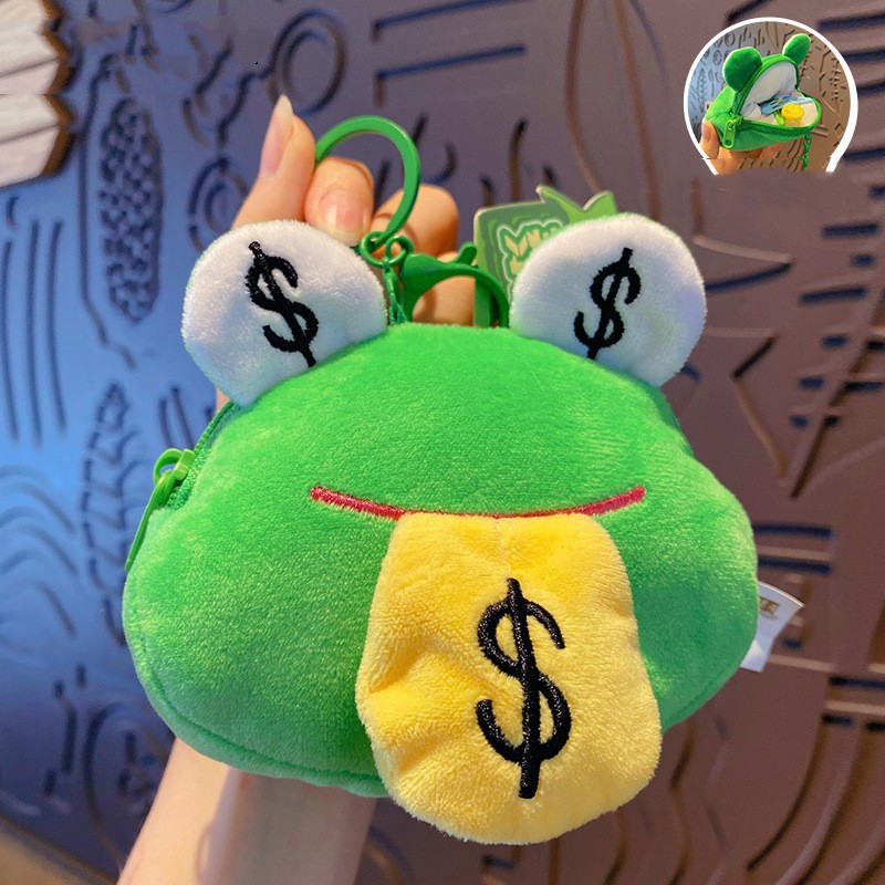 Title 3, Creative Cartoon Plush Money Frog Coin Purse Ke...