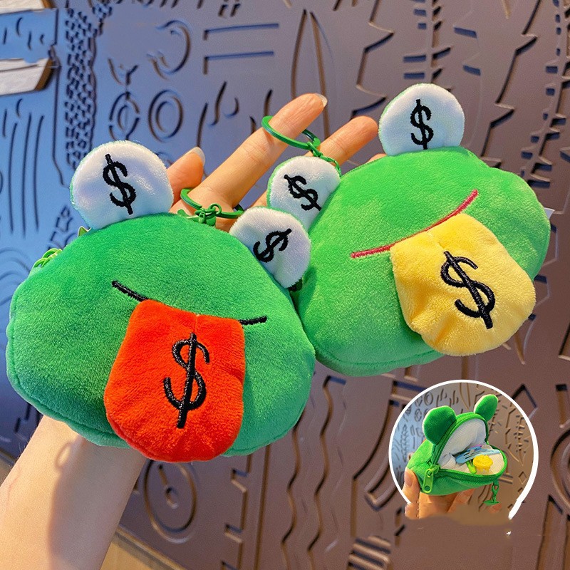 Title 4, Creative Cartoon Plush Money Frog Coin Purse Ke...