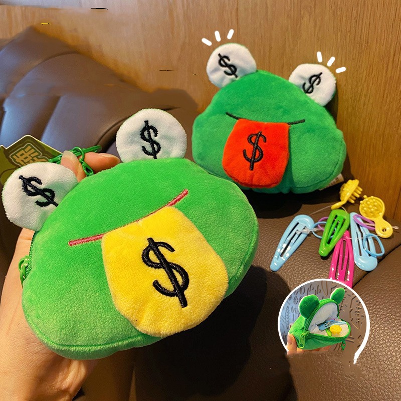 Title 5, Creative Cartoon Plush Money Frog Coin Purse Ke...