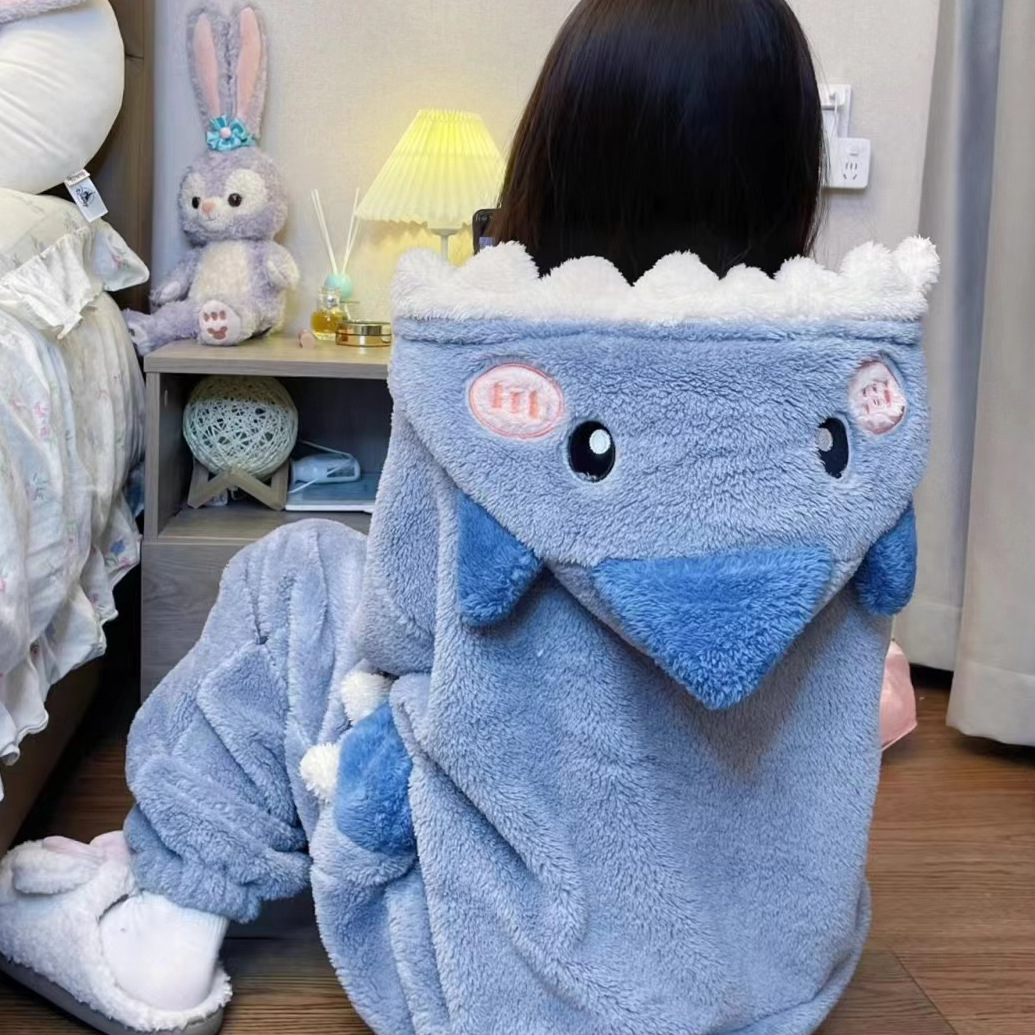 Title 4, Little Shark Printed Long-sleeved Jumpsuit Pajamas