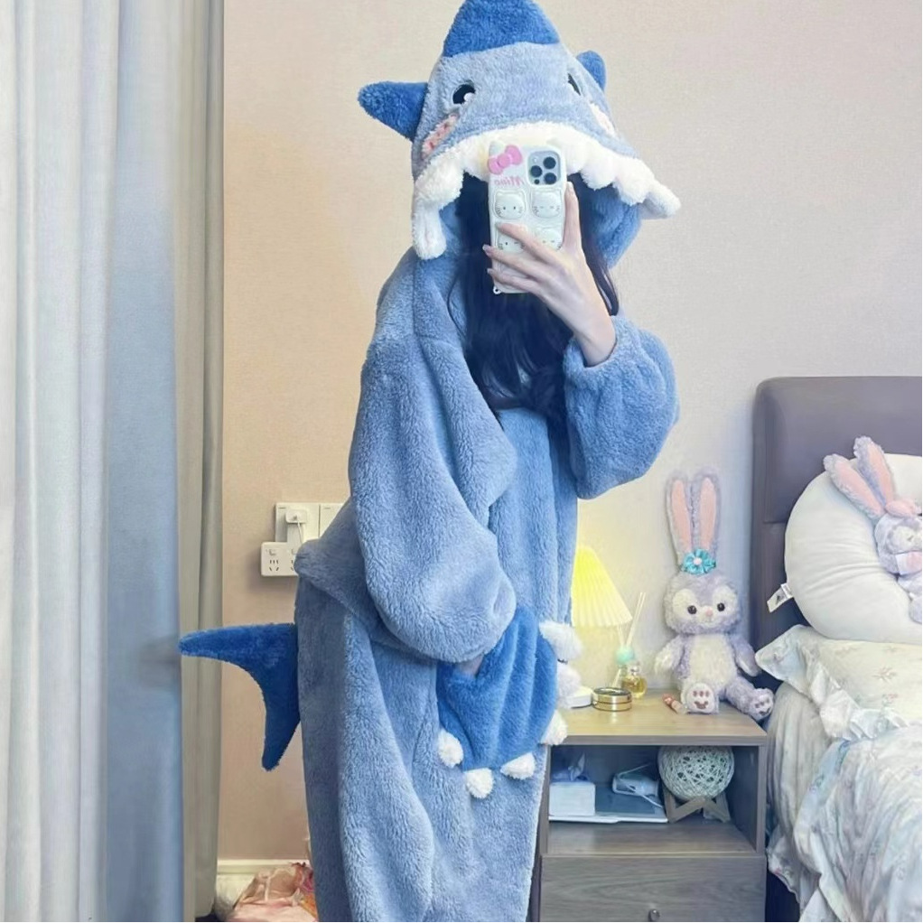 Title 5, Little Shark Printed Long-sleeved Jumpsuit Pajamas