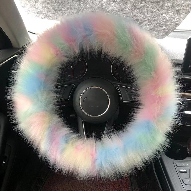 Title 1, Colorful Plush Warm Car Steering Wheel Cover