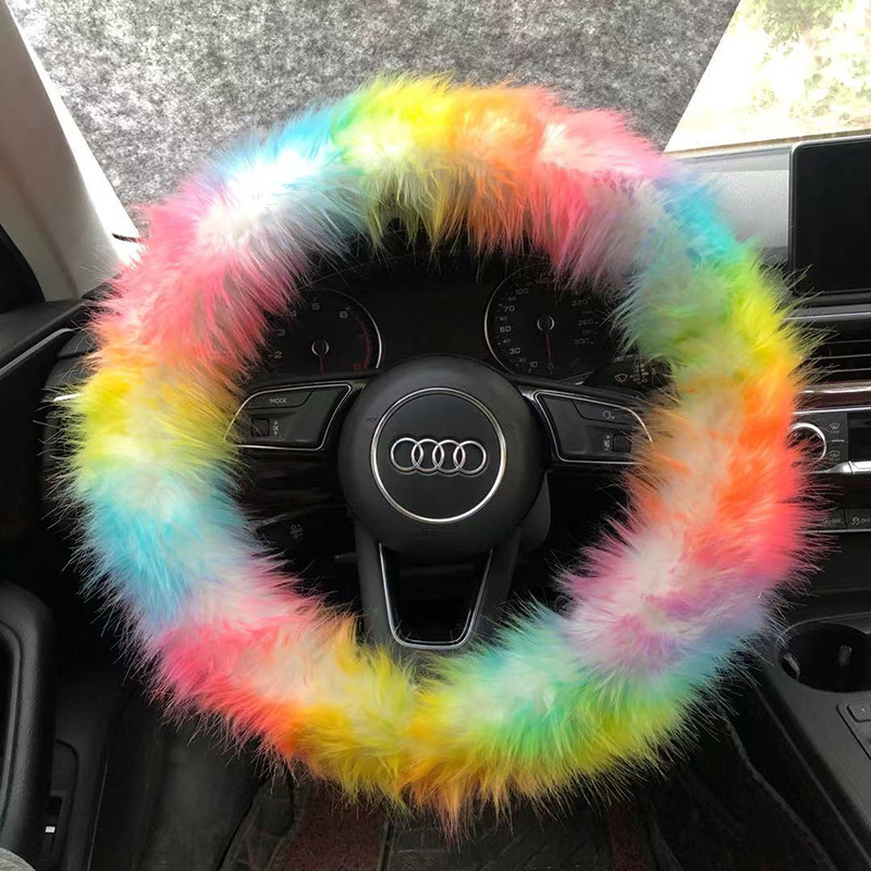 Title 2, Colorful Plush Warm Car Steering Wheel Cover