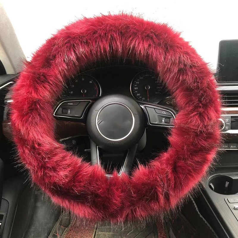 Title 5, Colorful Plush Warm Car Steering Wheel Cover