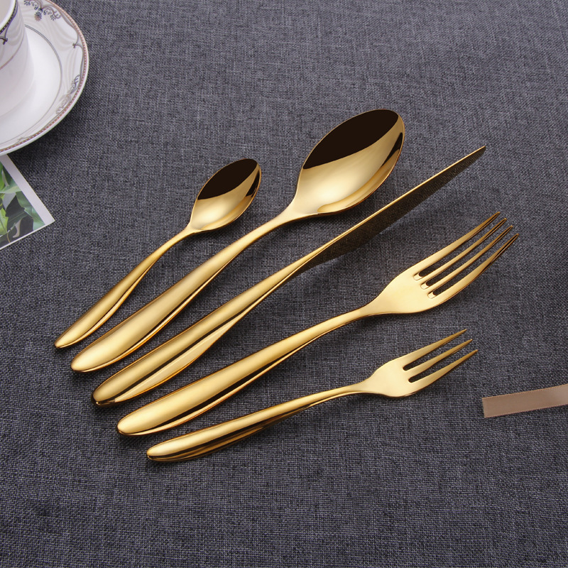 Title 4, Stainless Steel Knife, Fork And Spoon Golden We...