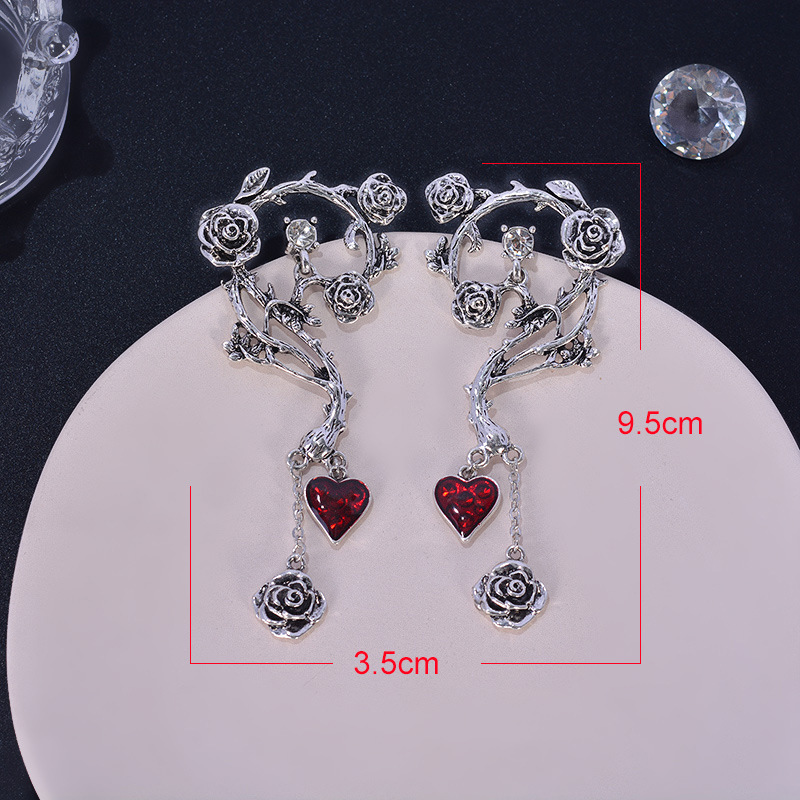 Title 1, Halloween Red Peach Heart Drop Earrings