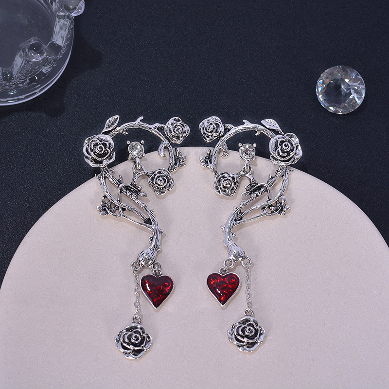 Title 2, Halloween Red Peach Heart Drop Earrings