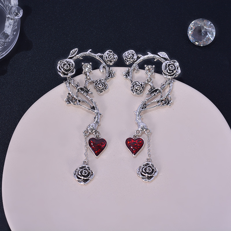 Title 4, Halloween Red Peach Heart Drop Earrings