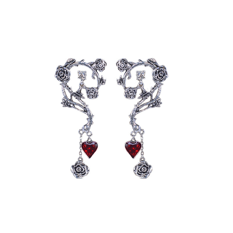 Title 5, Halloween Red Peach Heart Drop Earrings