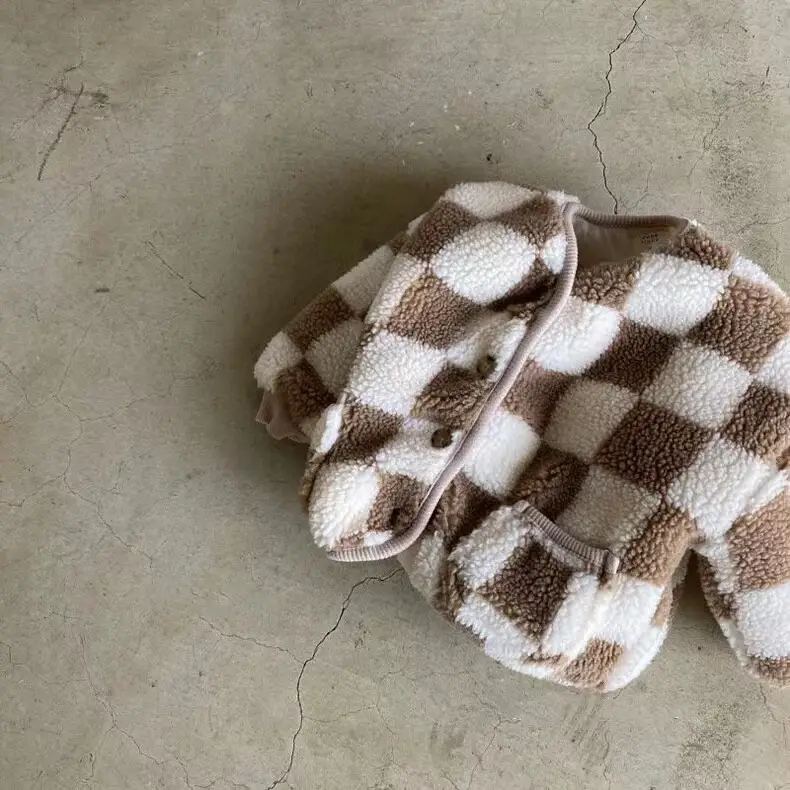 Infant Thick Lambskin Plaid Cotton-padded Coat