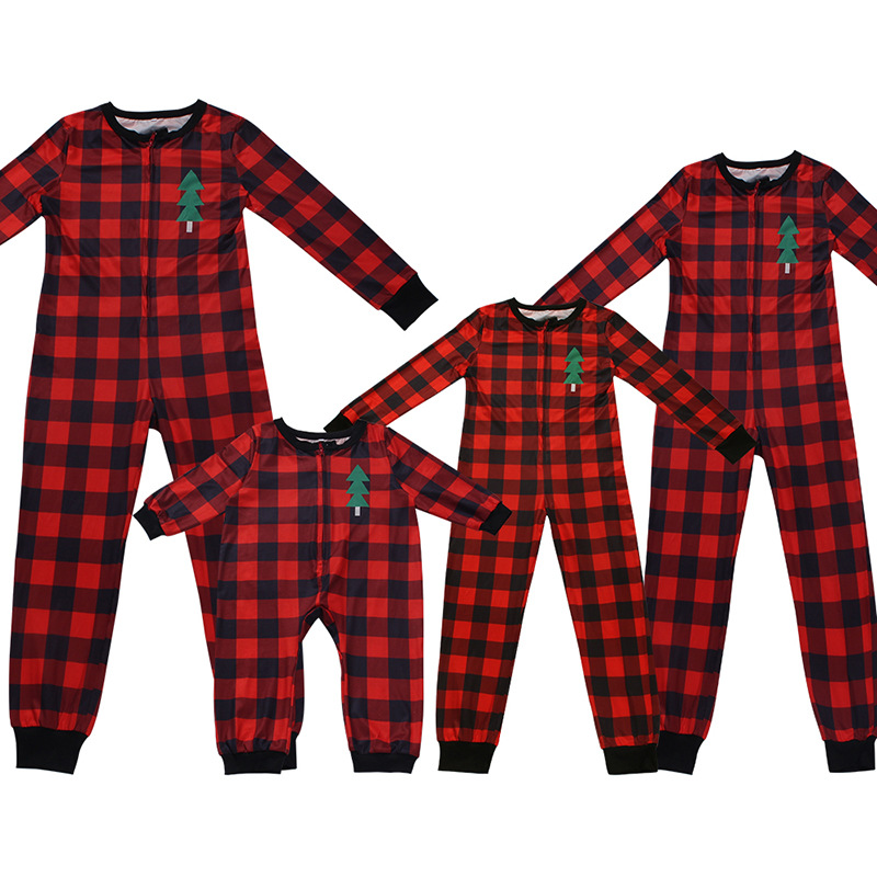 Title 6, Plaid Printed Christmas Parent-child Homewear C...