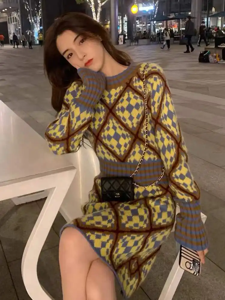 Base Knitting Dress Women's Autumn And Winter French Waist Skirt