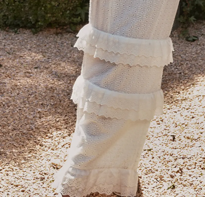 Women's Sexy White Crocheted Suspender Slim Fit French Dress