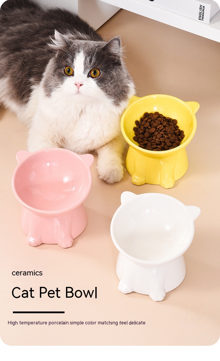 Title 3, Cat Food Holder Oblique Mouth Tall Bowl Cat Wat...