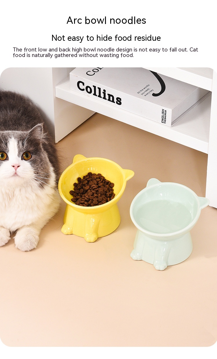 Title 5, Cat Food Holder Oblique Mouth Tall Bowl Cat Wat...