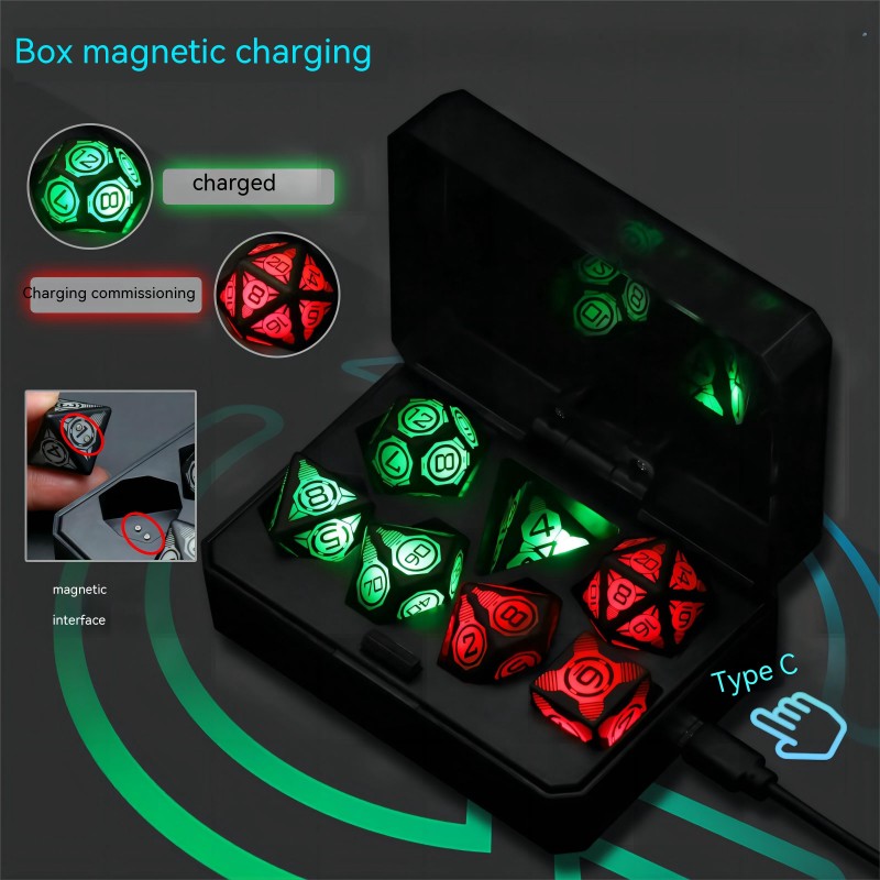 Title 3, Rechargeable Dice Magnetic Suction Luminous Boa...