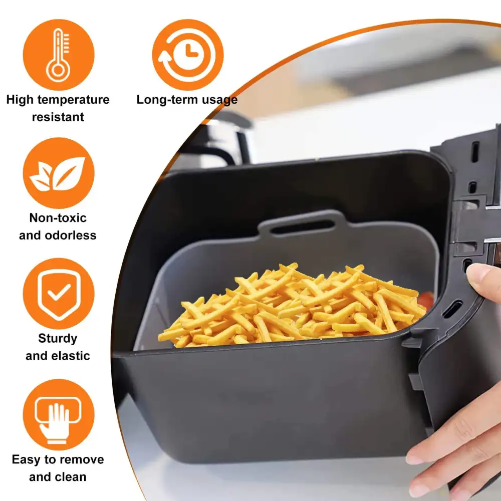 Air Fryer Silicone Pot with Handle Reusable Liner Heat