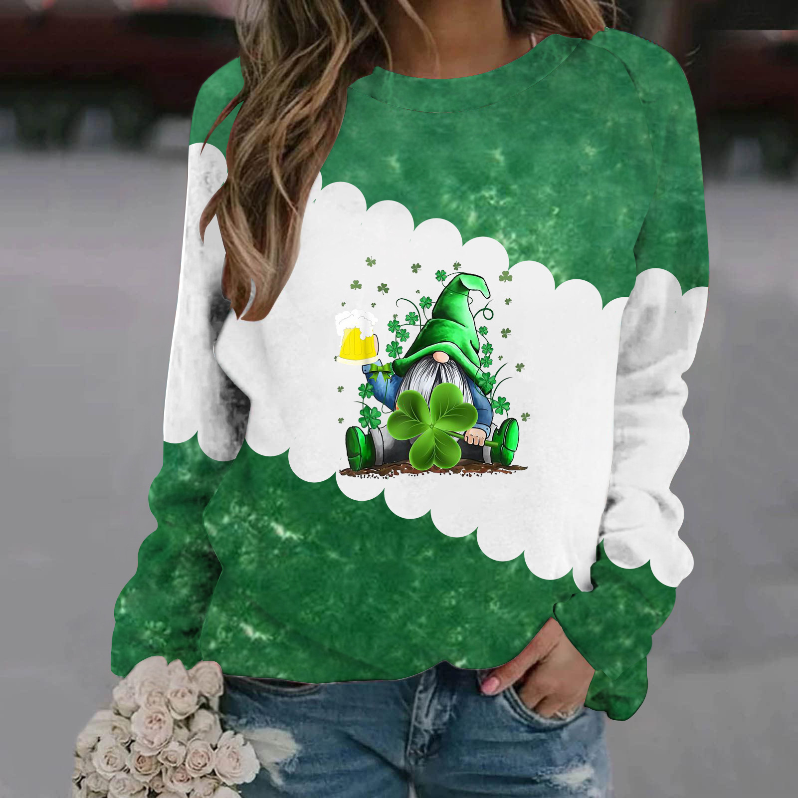 Women's St. Patrick's Day 3d Printed Crew Neck Sweatshirt