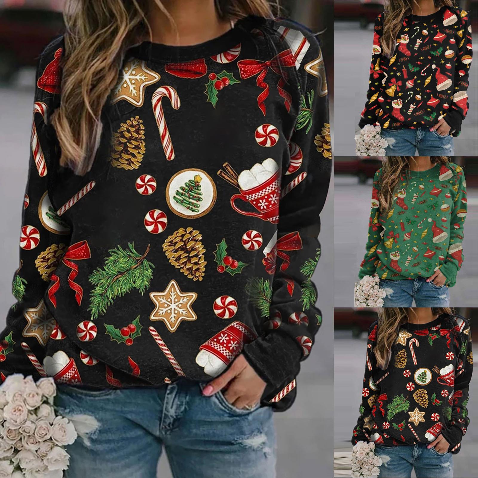 Women's Printed Round Neck Long Sleeve Casual Sweatshirt — image 8 of 8