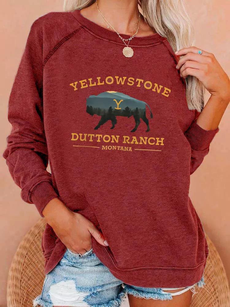 Women's Printed Round Neck Long Sleeve Casual Sweatshirt