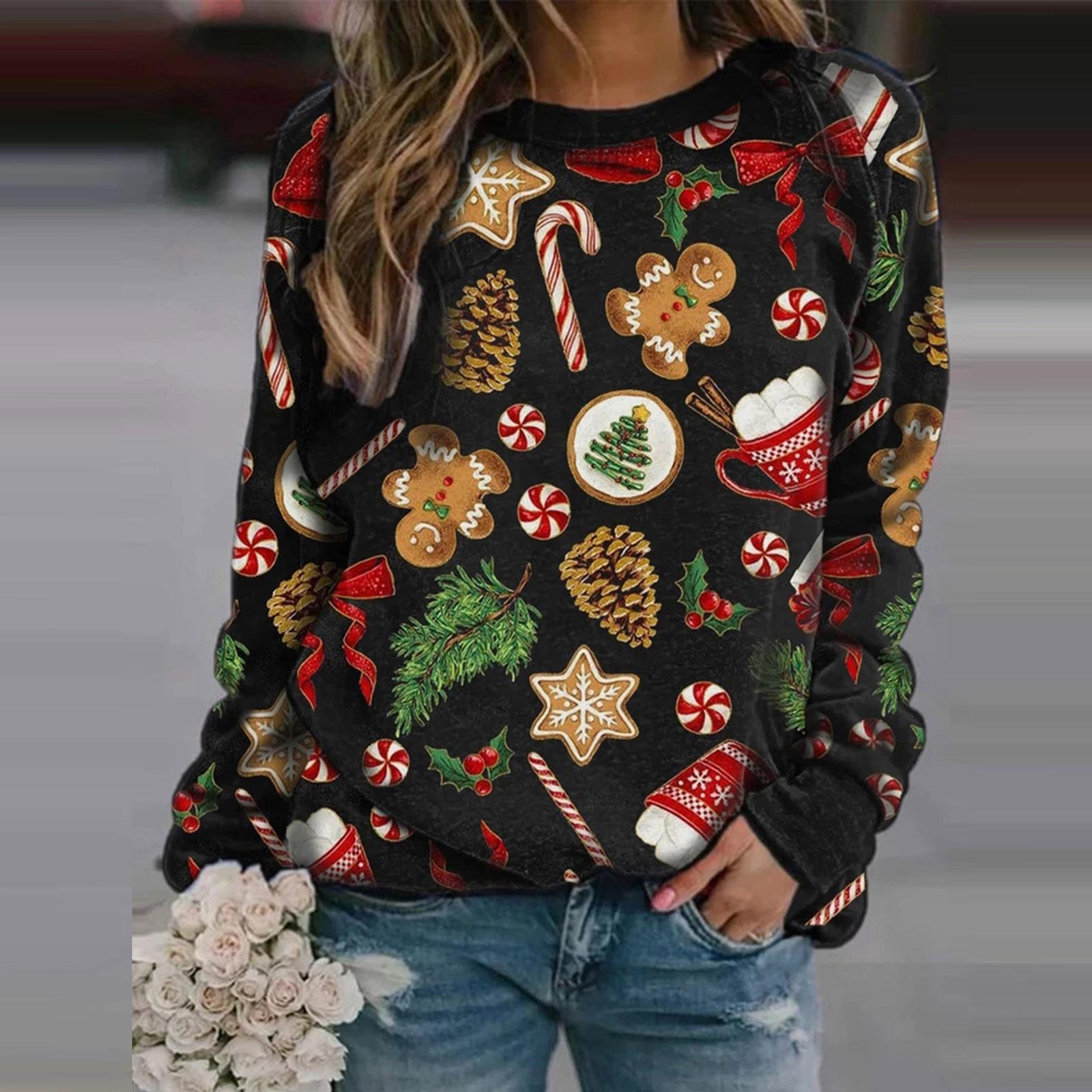 Women's Printed Round Neck Long Sleeve Casual Sweatshirt — image 7 of 8