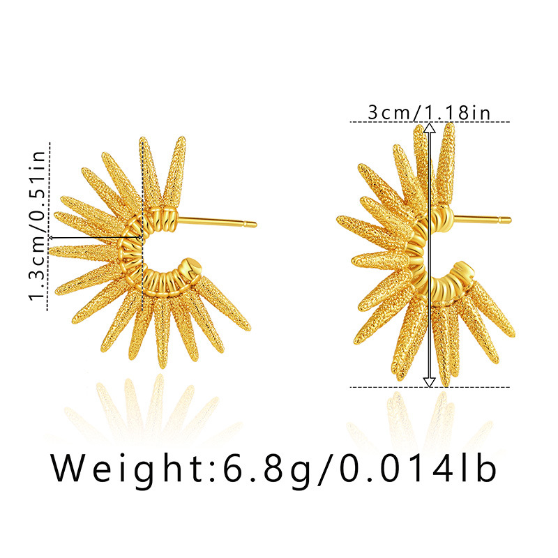 Title 1, Metal Texture Punk Plated 18K Real Gold C Earrings