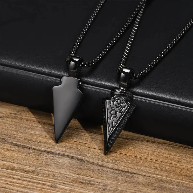 Stainless Steel Viking Arrow Pendant Men's Necklace Hip Hop