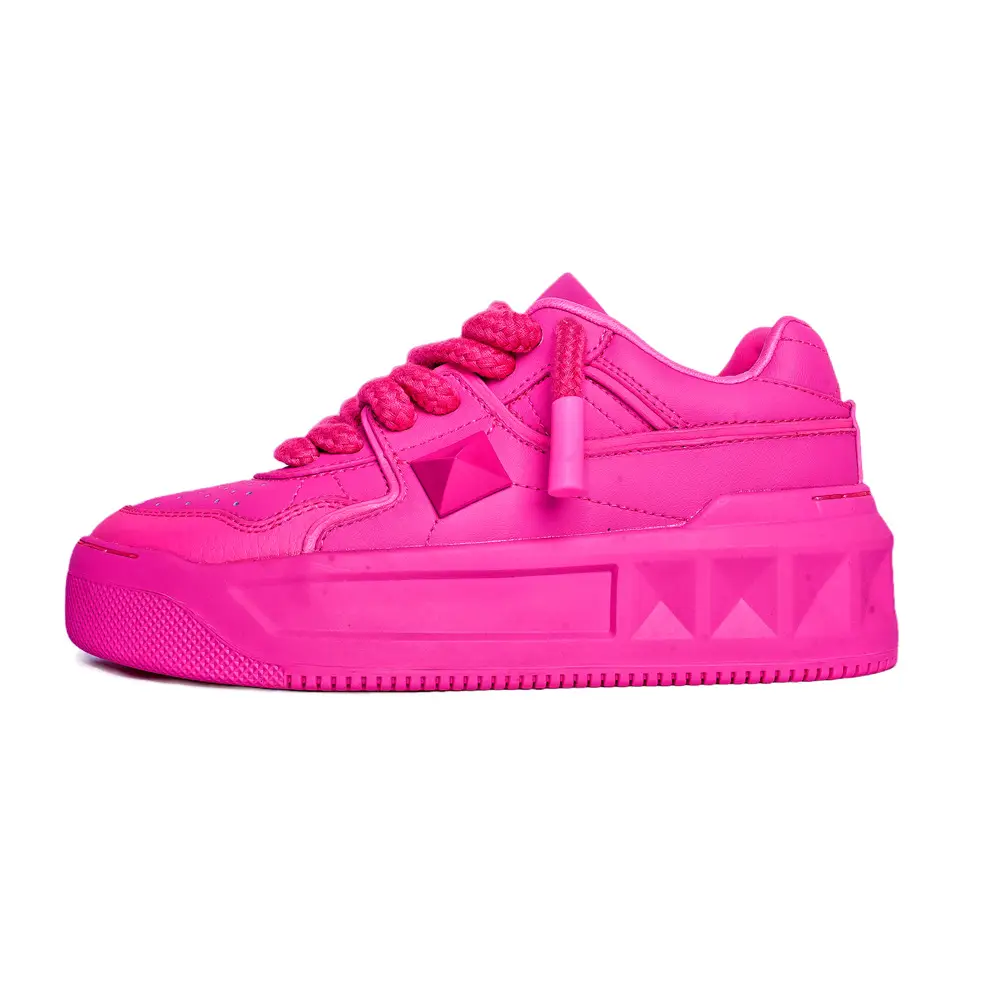 Women's Platform Casual Sneakers with Rivet Detail and Lace-Up Closure