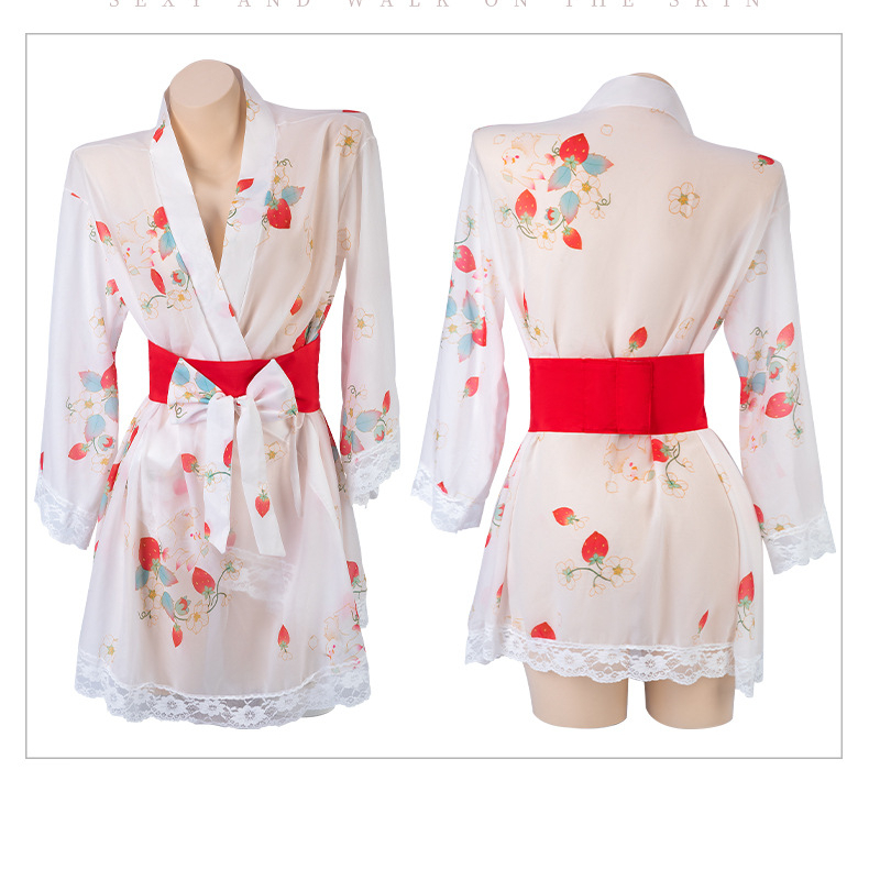 Title 2, Strawberry Print See-through Cardigan V-neck Ki...