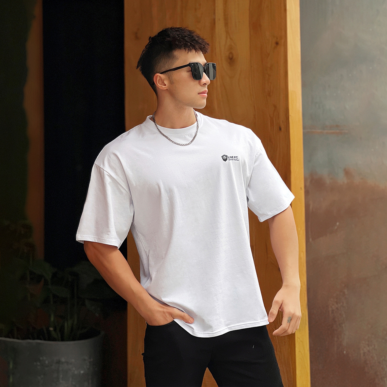 Title 2, Round Neck Loose Short Sleeves Men