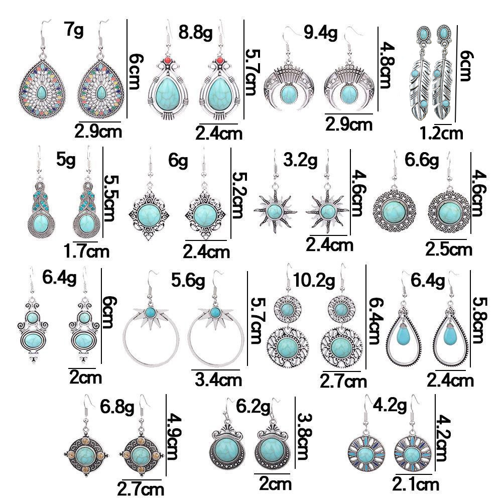 Title 1, Turquoise Bohemian Tassel Geometric Earrings